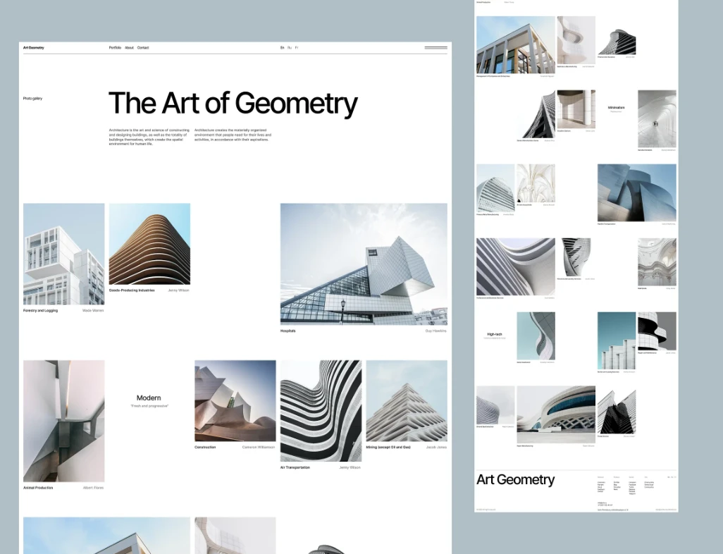 Reference one: The Art of Geometry, a light, airy, calm photo grid