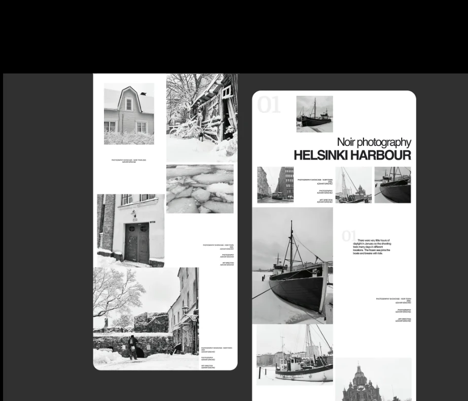 Reference two: Helsinki Harbour, a dark, bold editorial rhythm