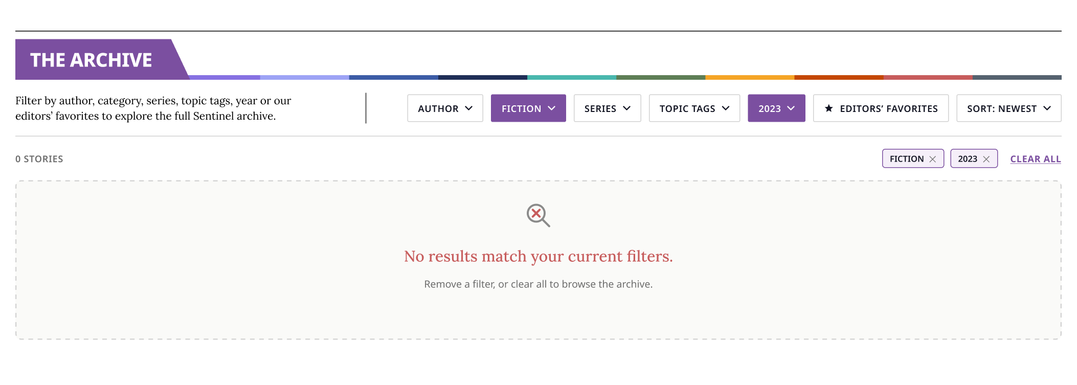 The Archive zero-results state