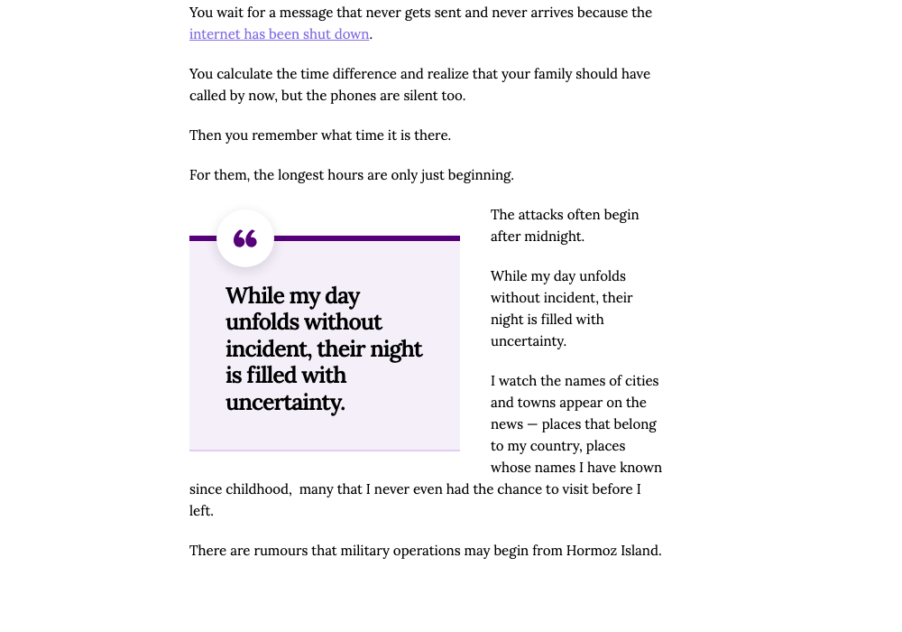 The article with the pull quote in place